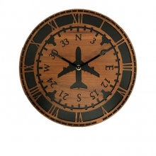 Wooden Directional Gyro Wall Clock 12in
